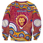 Brisbane Lions Sweatshirt Aboriginal Dot Pattern - Football Mascot Heritage Pride