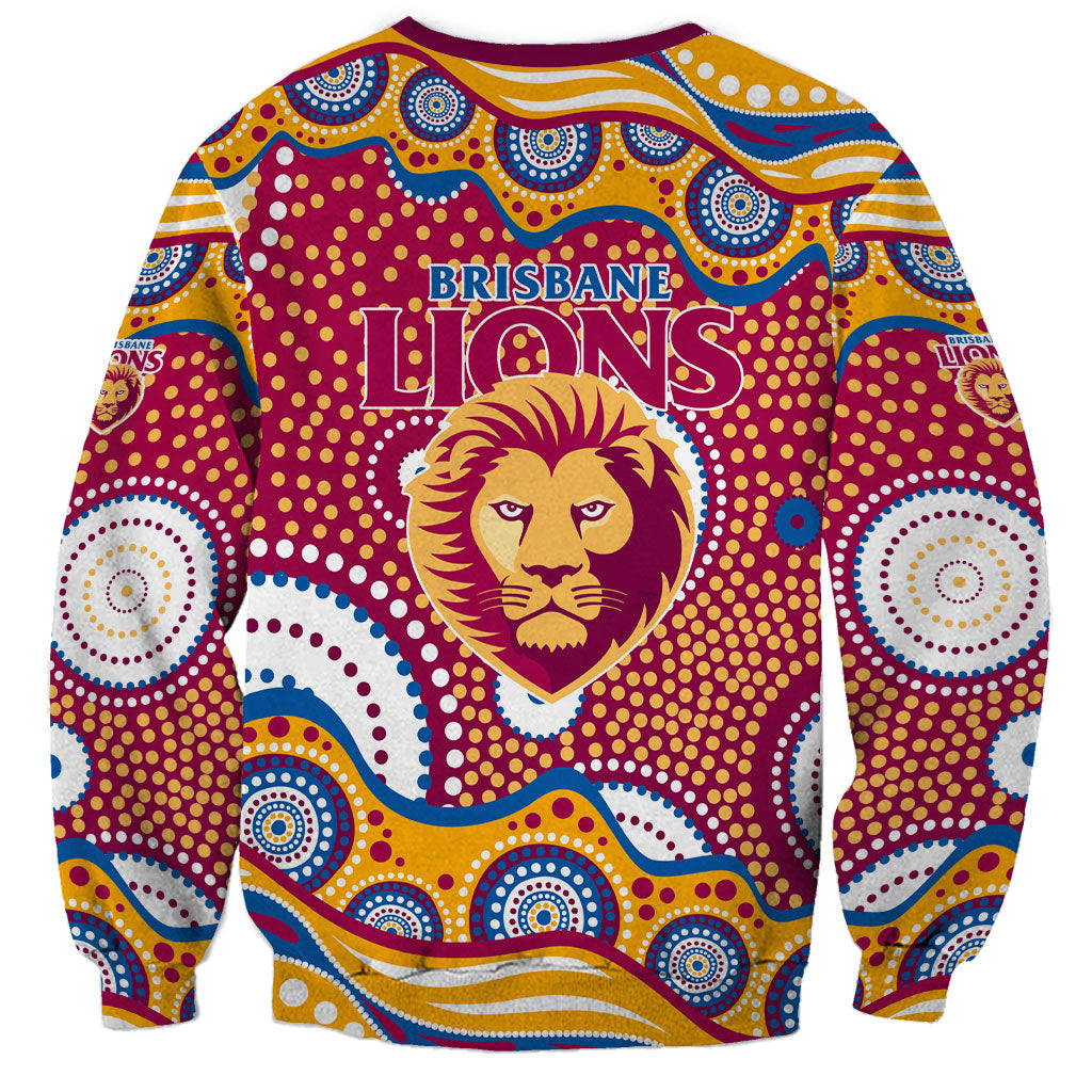 Brisbane Lions Sweatshirt Aboriginal Dot Pattern - Football Mascot Heritage Pride