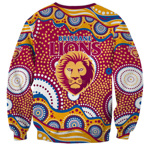 Brisbane Lions Sweatshirt Aboriginal Dot Pattern - Football Mascot Heritage Pride