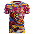 Brisbane Lions T Shirt Aboriginal Dot Pattern - Football Mascot Heritage Pride