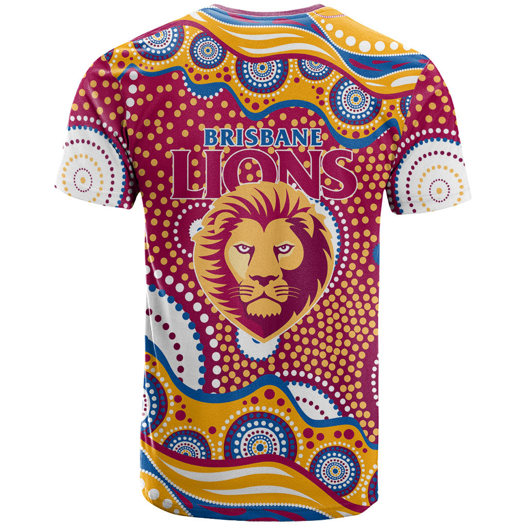 Brisbane Lions T Shirt Aboriginal Dot Pattern - Football Mascot Heritage Pride