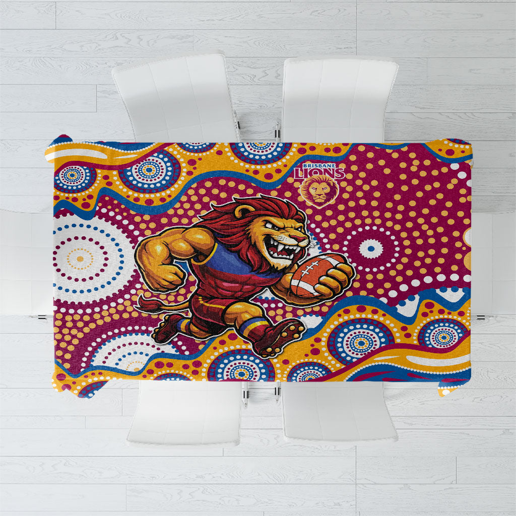 Brisbane Lions Tablecloth Aboriginal Dot Pattern - Football Mascot Heritage Pride