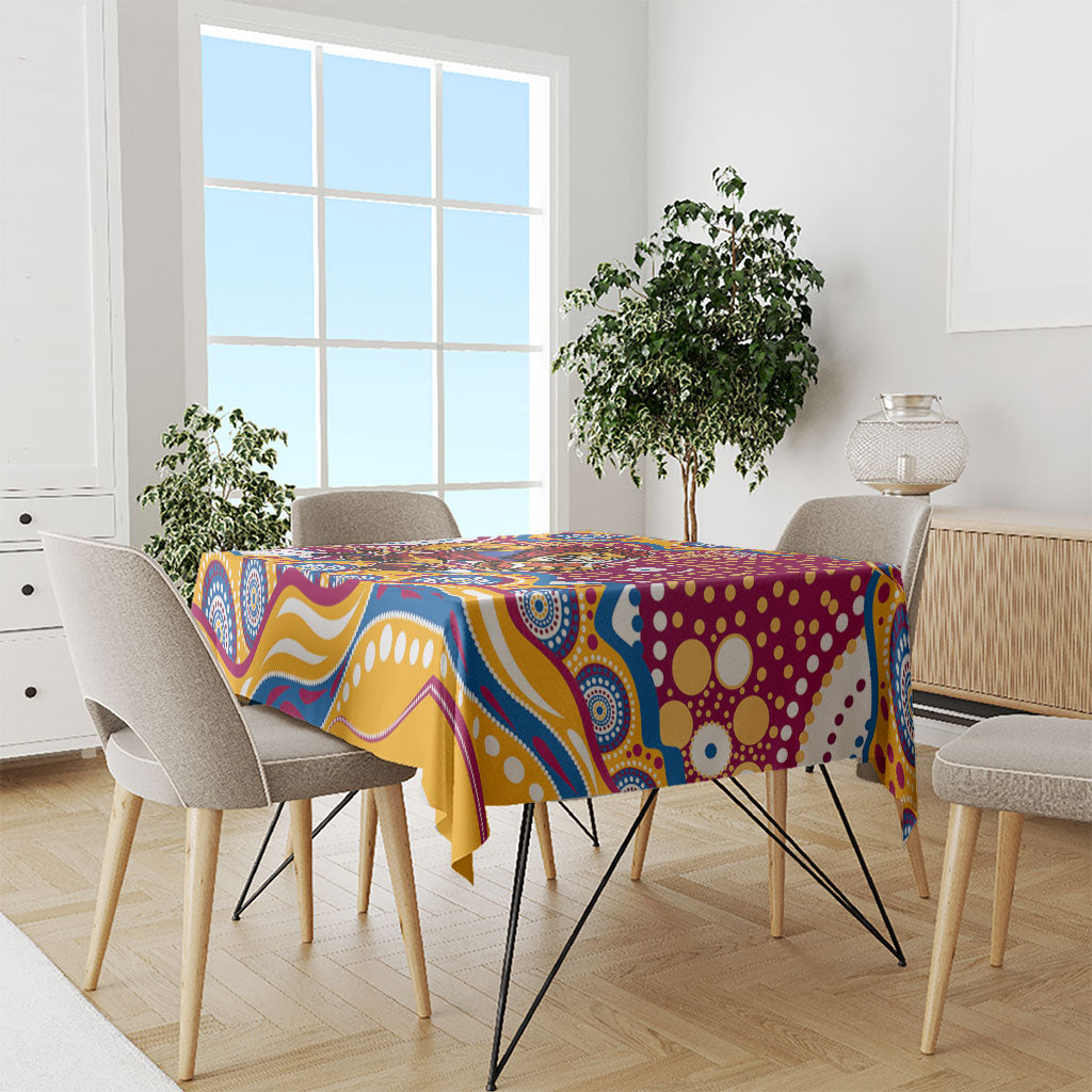 Brisbane Lions Tablecloth Aboriginal Dot Pattern - Football Mascot Heritage Pride
