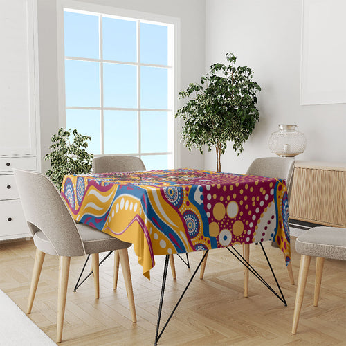 Brisbane Lions Tablecloth Aboriginal Dot Pattern - Football Mascot Heritage Pride