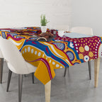Brisbane Lions Tablecloth Aboriginal Dot Pattern - Football Mascot Heritage Pride