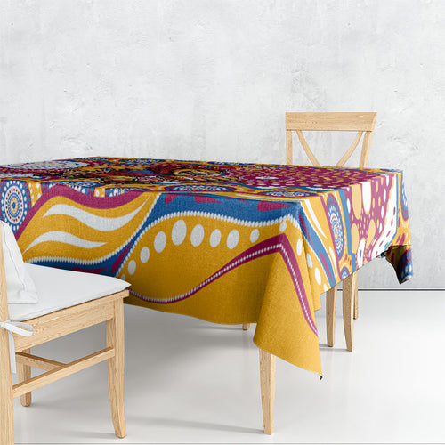 Brisbane Lions Tablecloth Aboriginal Dot Pattern - Football Mascot Heritage Pride