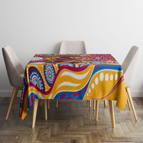 Brisbane Lions Tablecloth Aboriginal Dot Pattern - Football Mascot Heritage Pride