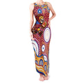 Brisbane Lions Tank Maxi Dress Aboriginal Dot Pattern - Football Mascot Heritage Pride