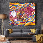 Brisbane Lions Tapestry Aboriginal Dot Pattern - Football Mascot Heritage Pride
