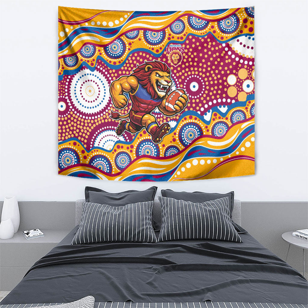 Brisbane Lions Tapestry Aboriginal Dot Pattern - Football Mascot Heritage Pride