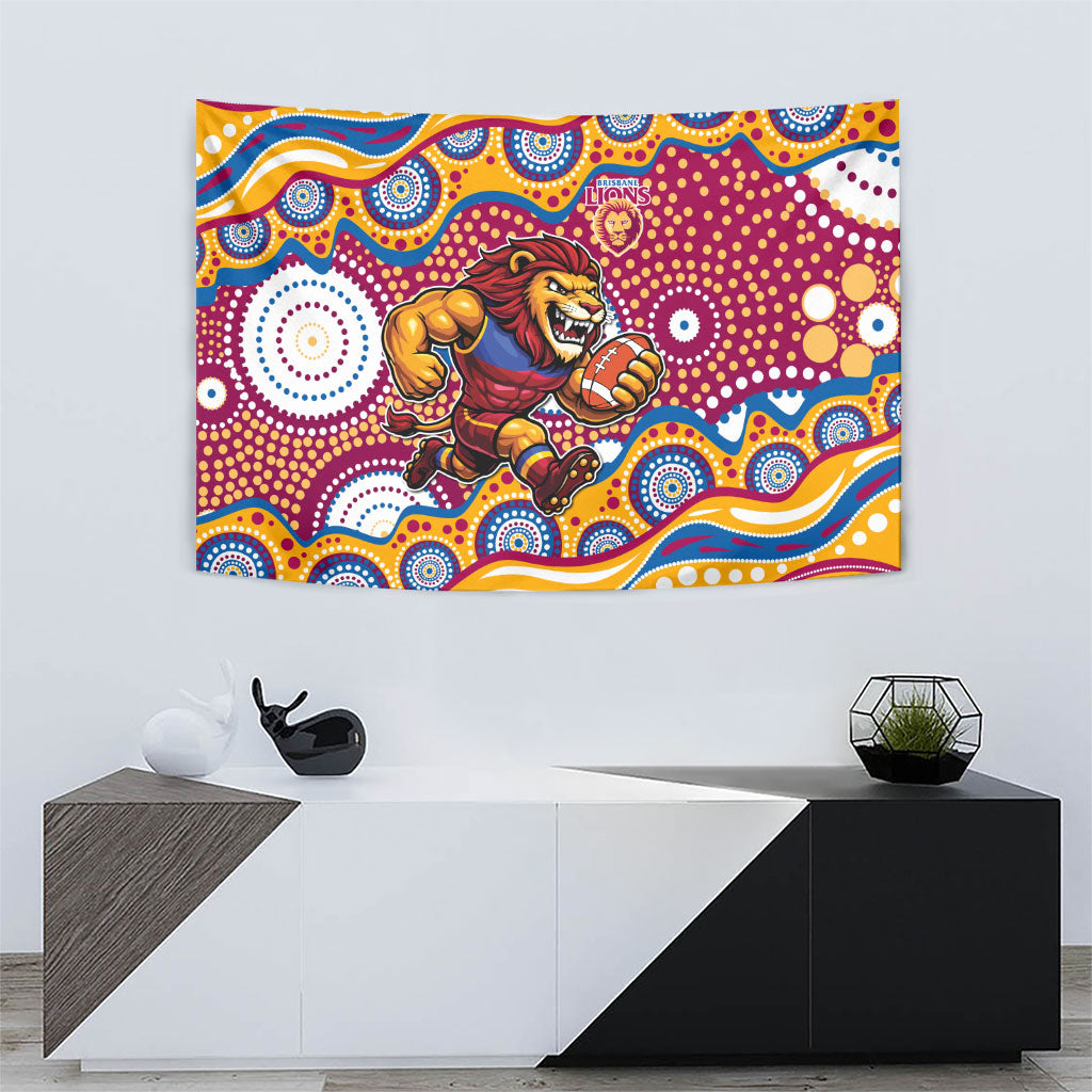 Brisbane Lions Tapestry Aboriginal Dot Pattern - Football Mascot Heritage Pride
