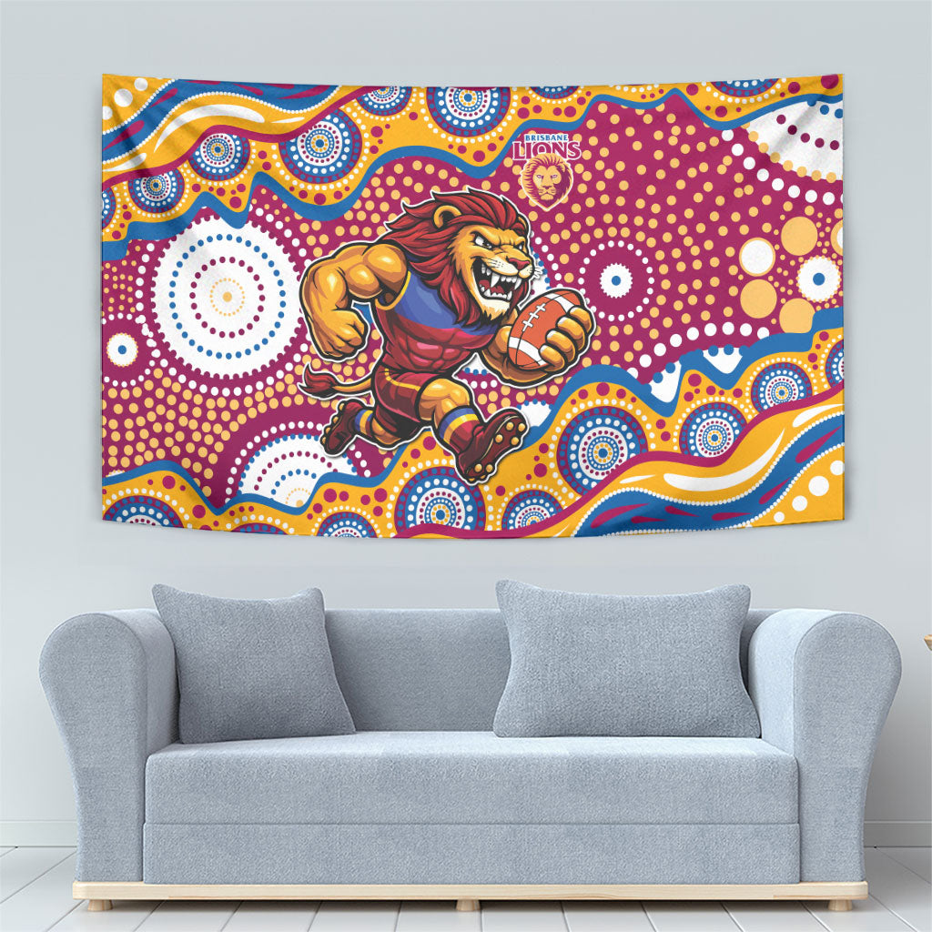 Brisbane Lions Tapestry Aboriginal Dot Pattern - Football Mascot Heritage Pride