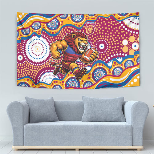 Brisbane Lions Tapestry Aboriginal Dot Pattern - Football Mascot Heritage Pride