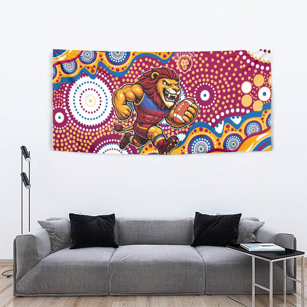 Brisbane Lions Tapestry Aboriginal Dot Pattern - Football Mascot Heritage Pride