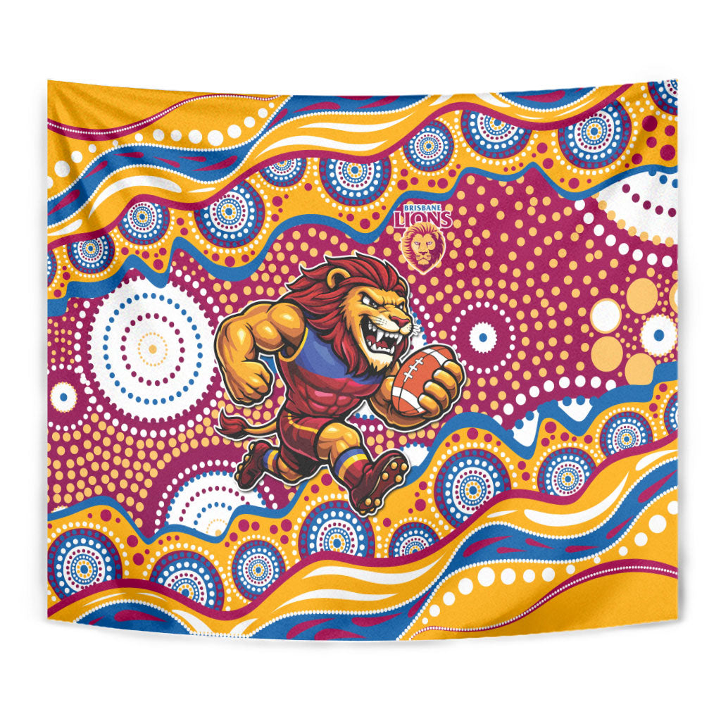 Brisbane Lions Tapestry Aboriginal Dot Pattern - Football Mascot Heritage Pride