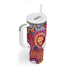 Brisbane Lions Tumbler With Handle Aboriginal Dot Pattern - Football Mascot Heritage Pride