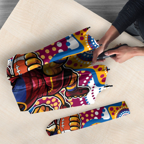 Brisbane Lions Umbrella Aboriginal Dot Pattern - Football Mascot Heritage Pride