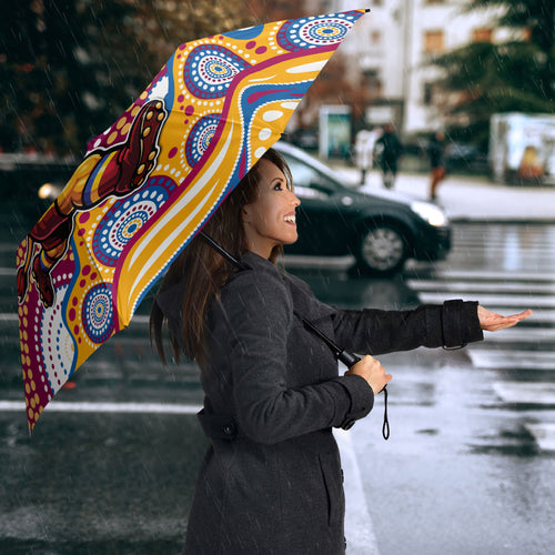 Brisbane Lions Umbrella Aboriginal Dot Pattern - Football Mascot Heritage Pride