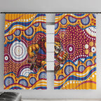 Brisbane Lions Window Curtain Aboriginal Dot Pattern - Football Mascot Heritage Pride