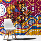 Brisbane Lions Window Curtain Aboriginal Dot Pattern - Football Mascot Heritage Pride