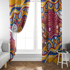 Brisbane Lions Window Curtain Aboriginal Dot Pattern - Football Mascot Heritage Pride