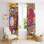 Brisbane Lions Window Curtain Aboriginal Dot Pattern - Football Mascot Heritage Pride
