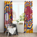 Brisbane Lions Window Curtain Aboriginal Dot Pattern - Football Mascot Heritage Pride
