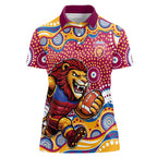 Brisbane Lions Women Polo Shirt Aboriginal Dot Pattern - Football Mascot Heritage Pride