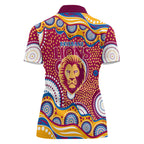 Brisbane Lions Women Polo Shirt Aboriginal Dot Pattern - Football Mascot Heritage Pride