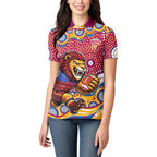 Brisbane Lions Women Polo Shirt Aboriginal Dot Pattern - Football Mascot Heritage Pride