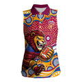 Brisbane Lions Women Sleeveless Polo Shirt Aboriginal Dot Pattern - Football Mascot Heritage Pride