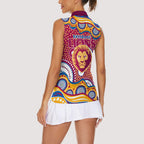 Brisbane Lions Women Sleeveless Polo Shirt Aboriginal Dot Pattern - Football Mascot Heritage Pride