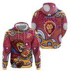 Brisbane Lions Zip Hoodie Aboriginal Dot Pattern - Football Mascot Heritage Pride