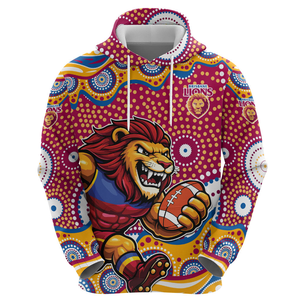 Brisbane Lions Zip Hoodie Aboriginal Dot Pattern - Football Mascot Heritage Pride