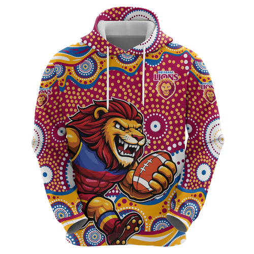 Brisbane Lions Zip Hoodie Aboriginal Dot Pattern - Football Mascot Heritage Pride