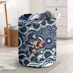 Carlton Blues Laundry Basket Aboriginal Dot Pattern - Football Mascot Heritage Pride