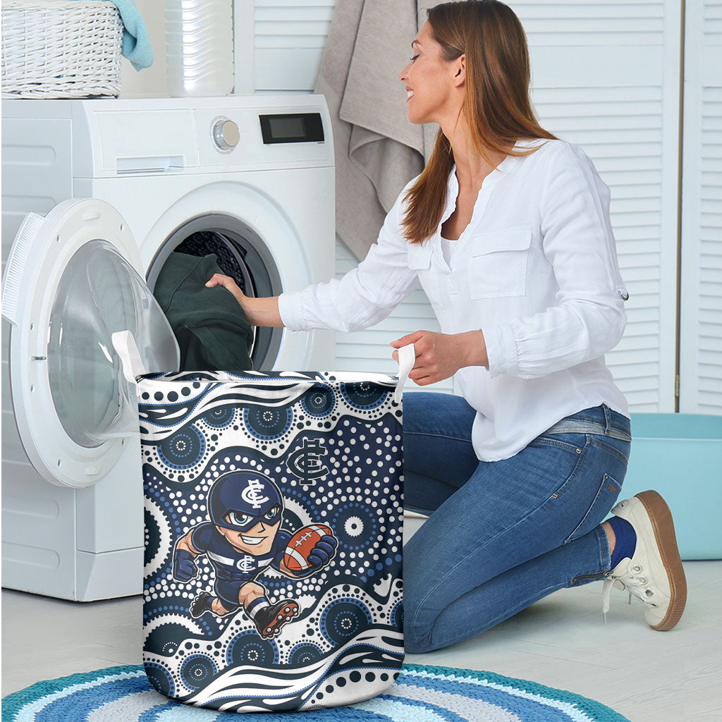 Carlton Blues Laundry Basket Aboriginal Dot Pattern - Football Mascot Heritage Pride
