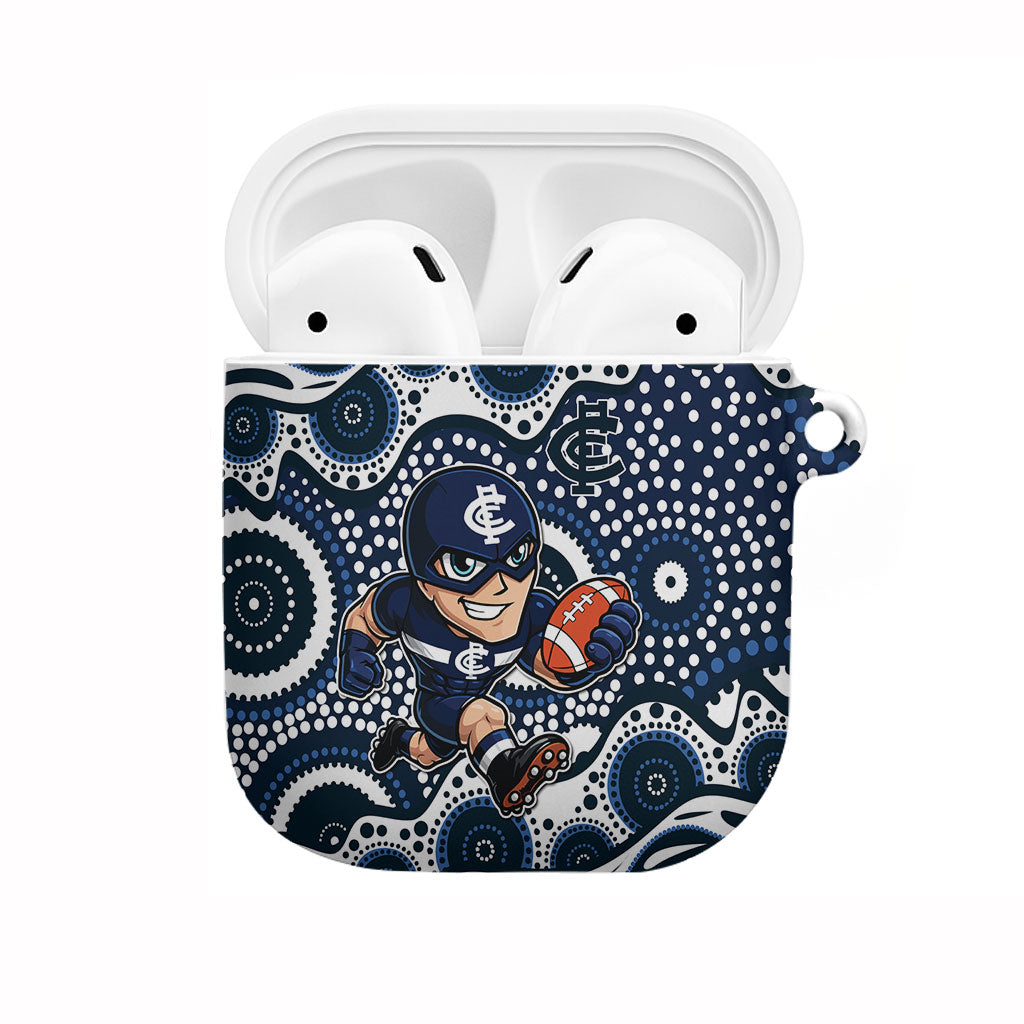 Carlton Blues AirPods Case Aboriginal Dot Pattern - Football Mascot Heritage Pride