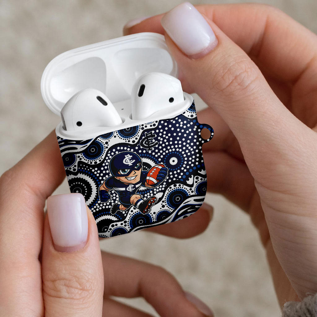 Carlton Blues AirPods Case Aboriginal Dot Pattern - Football Mascot Heritage Pride