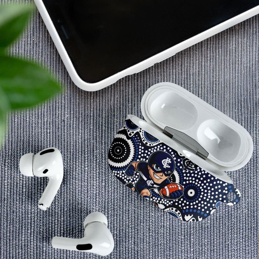 Carlton Blues AirPods Case Aboriginal Dot Pattern - Football Mascot Heritage Pride