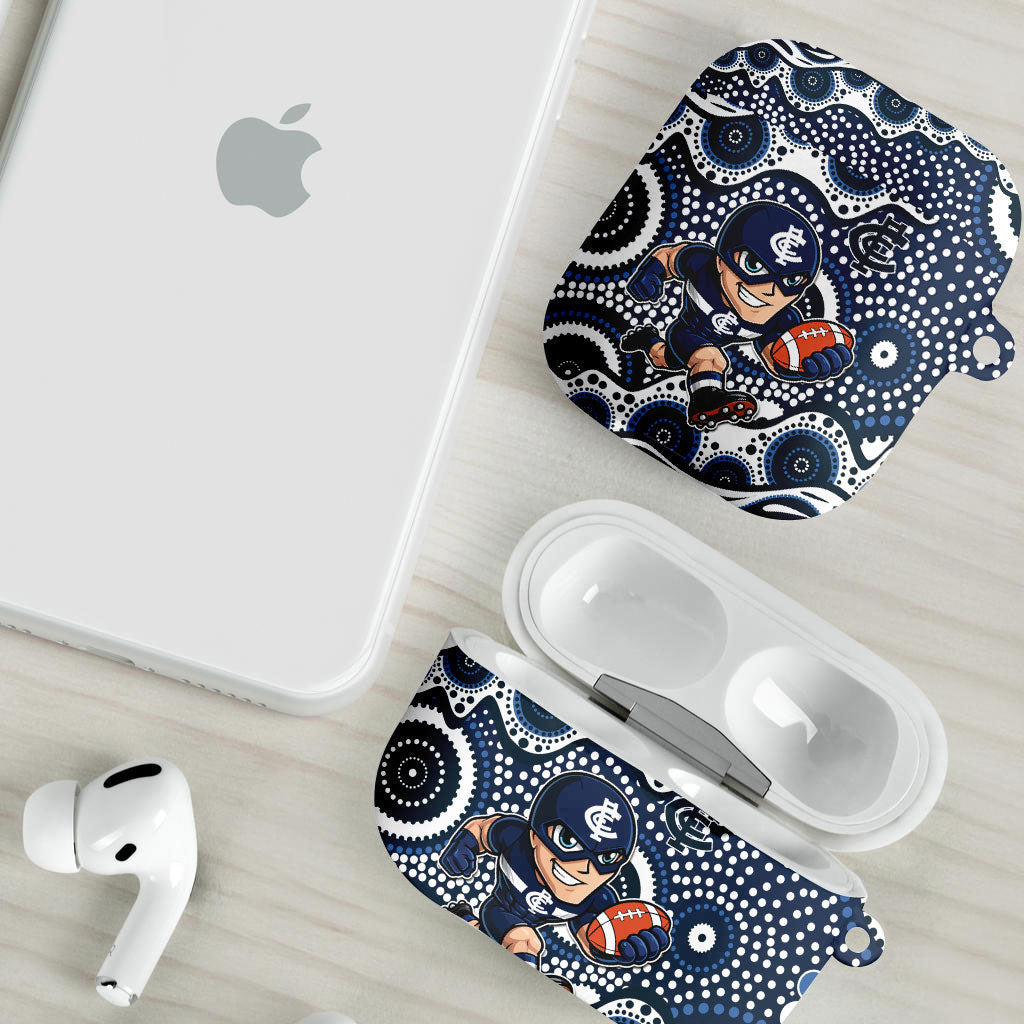 Carlton Blues AirPods Case Aboriginal Dot Pattern - Football Mascot Heritage Pride