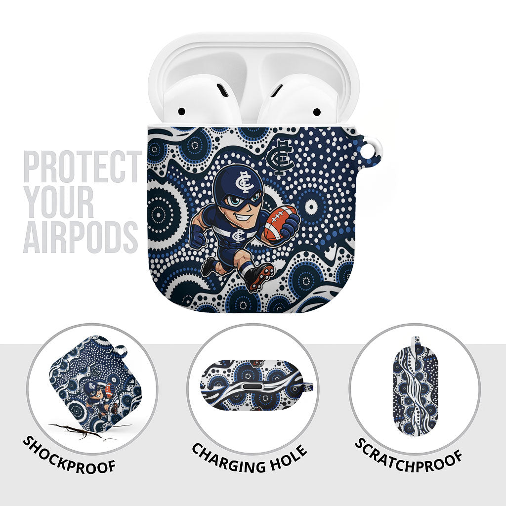 Carlton Blues AirPods Case Aboriginal Dot Pattern - Football Mascot Heritage Pride