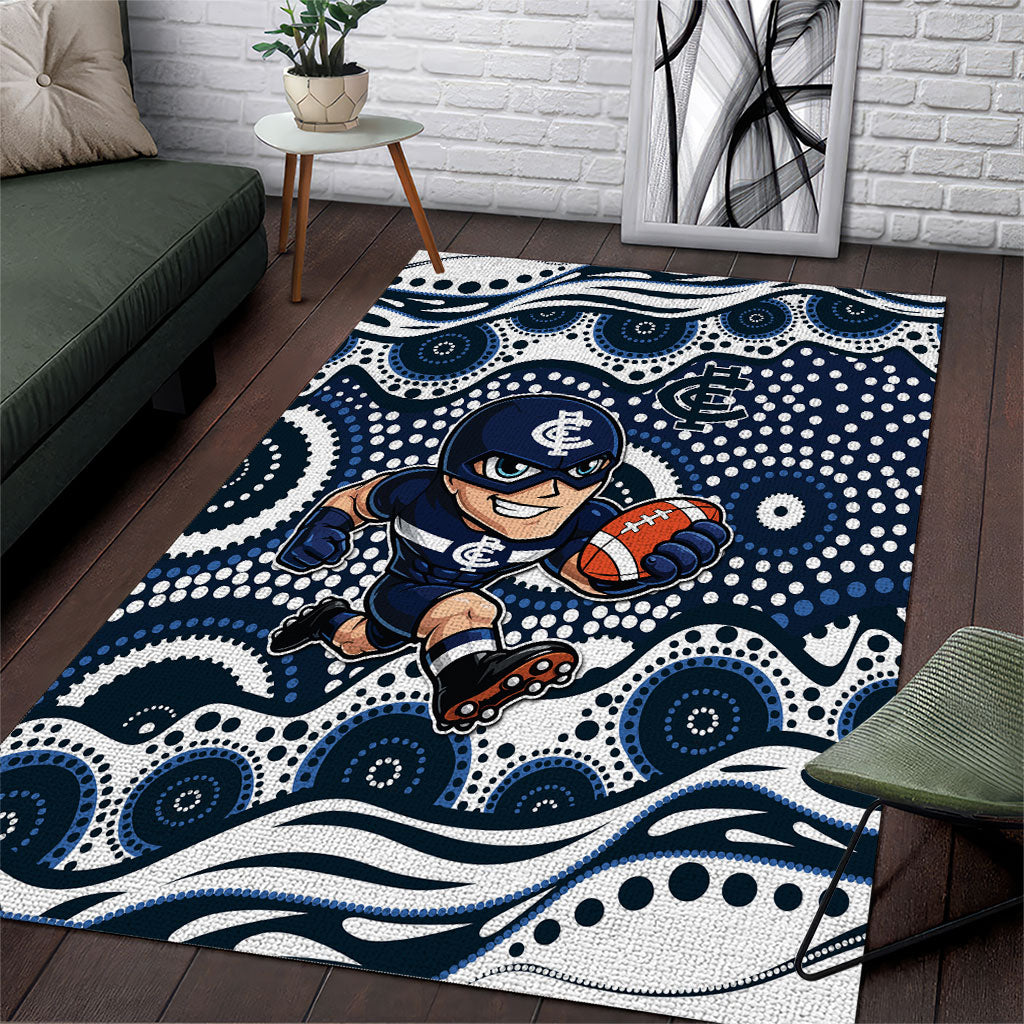Carlton Blues Area Rug Aboriginal Dot Pattern - Football Mascot Heritage Pride