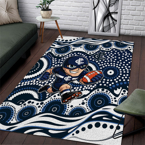 Carlton Blues Area Rug Aboriginal Dot Pattern - Football Mascot Heritage Pride