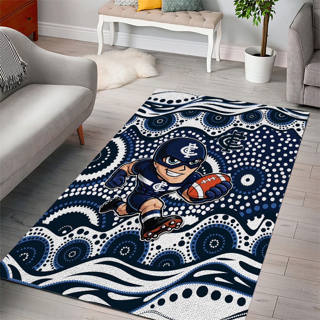 Carlton Blues Area Rug Aboriginal Dot Pattern - Football Mascot Heritage Pride