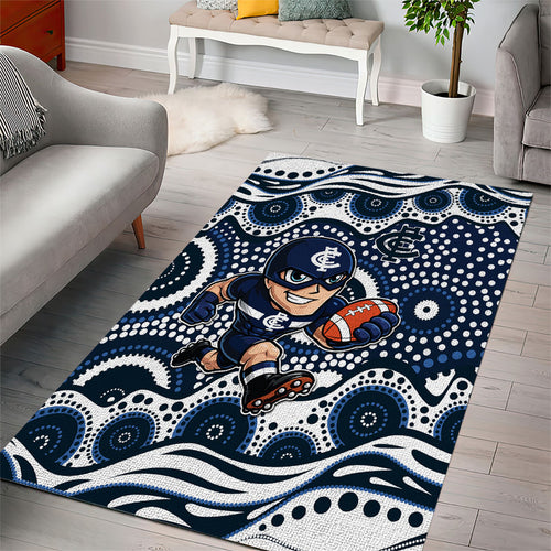 Carlton Blues Area Rug Aboriginal Dot Pattern - Football Mascot Heritage Pride