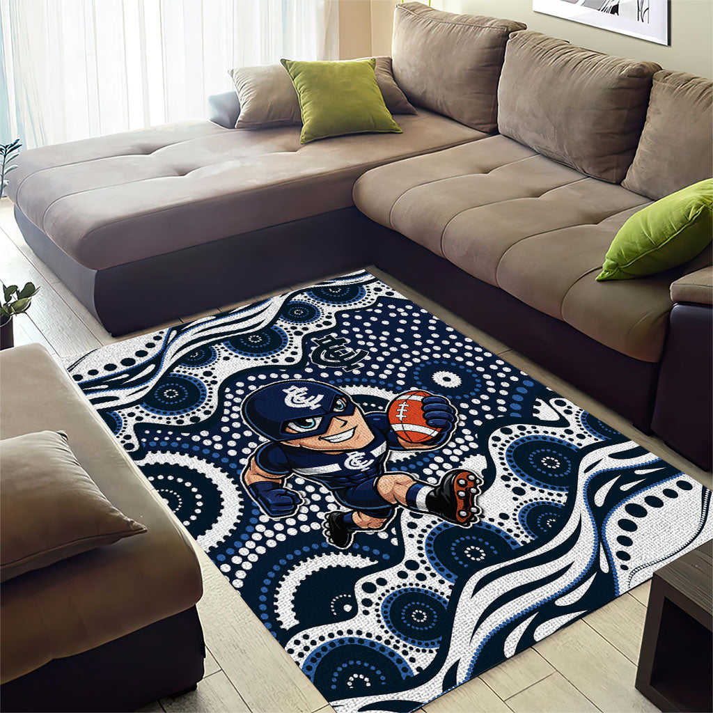 Carlton Blues Area Rug Aboriginal Dot Pattern - Football Mascot Heritage Pride