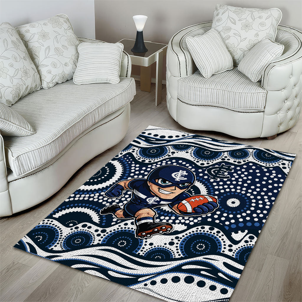 Carlton Blues Area Rug Aboriginal Dot Pattern - Football Mascot Heritage Pride