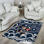 Carlton Blues Area Rug Aboriginal Dot Pattern - Football Mascot Heritage Pride