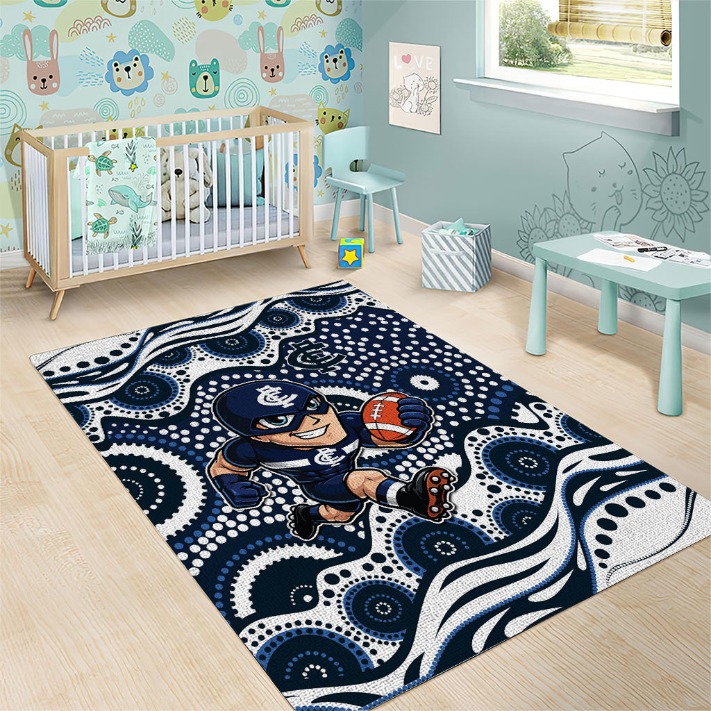 Carlton Blues Area Rug Aboriginal Dot Pattern - Football Mascot Heritage Pride
